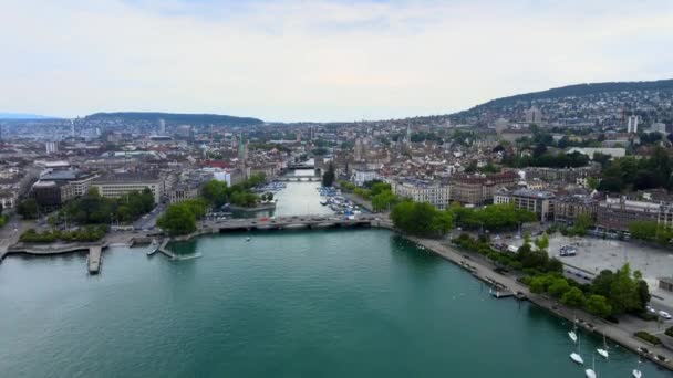 Sviçre Deki Güzel Zürih Gölü Yukarıdan Insansız Hava Aracı Görüntüleri — Stok video