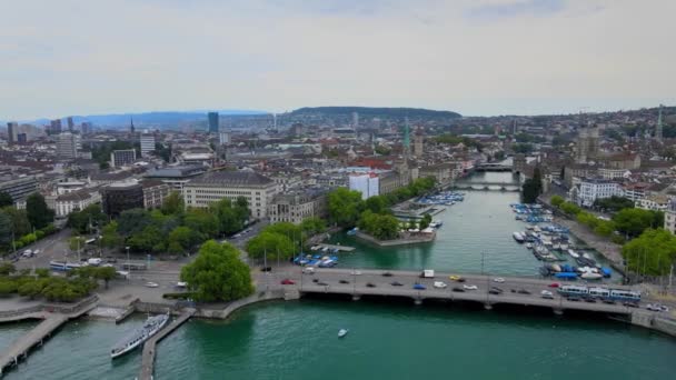Increíble Vista Aérea Ciudad Zurich Suiza Imágenes Aviones Tripulados — Vídeos de Stock