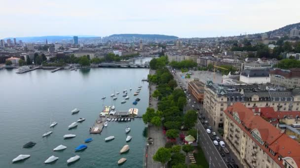 Lindo Lago Zurique Suíça Cima Imagens Drone — Vídeo de Stock