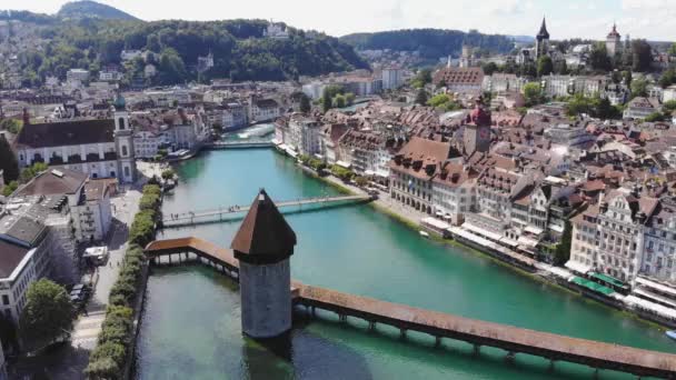 Wunderbare Stadt Luzern Drom Oben Travel Footage — Stockvideo
