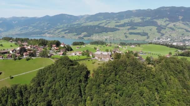 Paisaje Típico Suiza Los Alpes Suizos Imágenes Viaje — Vídeos de Stock