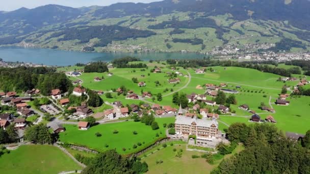 Naturaleza Lasciva Suiza Desde Arriba Imágenes Viaje — Vídeo de stock