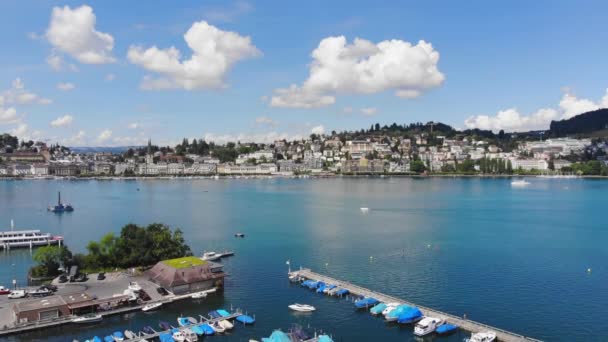 Marina Dans Ville Lucerne Suisse Lac Des Quatre Cantons Vue — Video