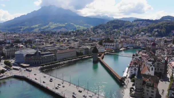 Krásné Město Lucerne Švýcarsku Shora Cestovní Záběry — Stock video