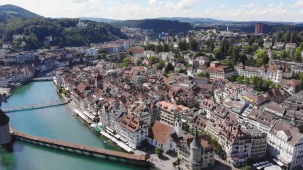 Stadtzentrum Von Luzern Schweiz Blick Von Oben Reiseaufnahmen — Stockvideo