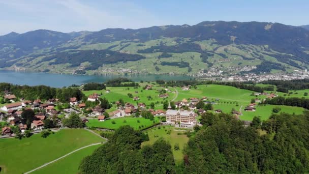 Piękne Alpy Szwajcarskie Małymi Wioskami Zdjęcia Podróży — Wideo stockowe