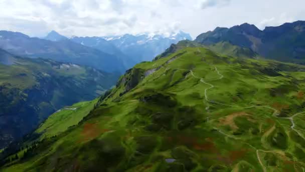 Fantastisk Natur Schweiziska Alperna Melchsee Frutt Distriktet Schweiz Från Ovan — Stockvideo