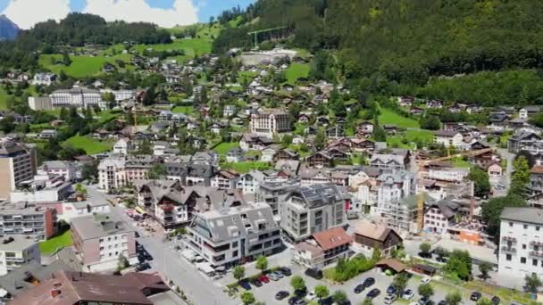 Flight City Engelberg Switzerland Travel Footage — Stock Video