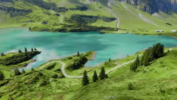 Wonderful Spot Vacation Swiss Alps Aerial View Travel Footage — Stock Video