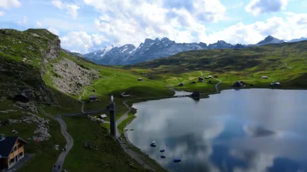 Voo Sobre Maravilhosa Natureza Suíça Alpes Suíços Cima Imagens Viagem — Vídeo de Stock