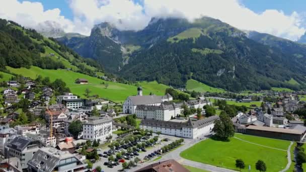 Miasto Engelberg Szwajcarii Alpy Szwajcarskie Widok Lotu Ptaka Zdjęcia — Wideo stockowe
