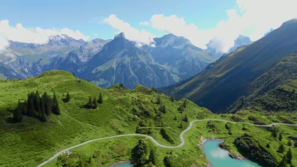 Csodálatos Svájc Felülről Mountain Lake Truebsee Utazási Felvételek — Stock videók
