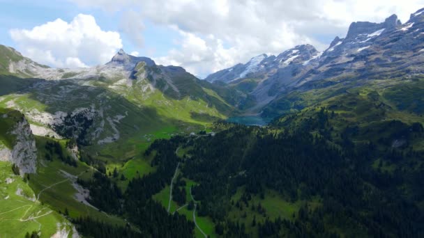 Los Alpes Suizos Melchsee Frutt Imágenes Viaje — Vídeo de stock