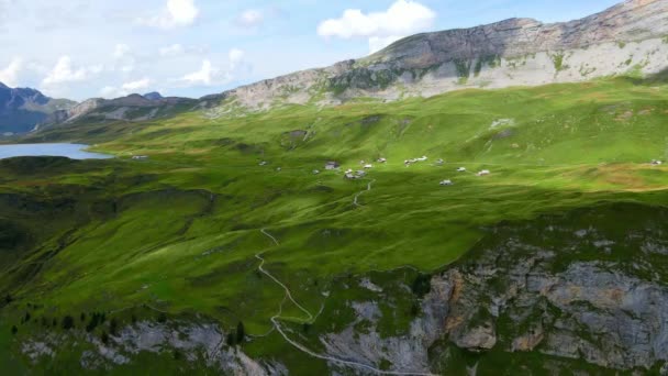 Los Alpes Suizos Melchsee Frutt Imágenes Viaje — Vídeo de stock