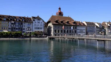 Lucerne şehri İsviçre ve Lucerne Gölü - seyahat görüntüleri