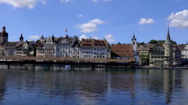 Lucerne şehri İsviçre ve Lucerne Gölü - seyahat görüntüleri