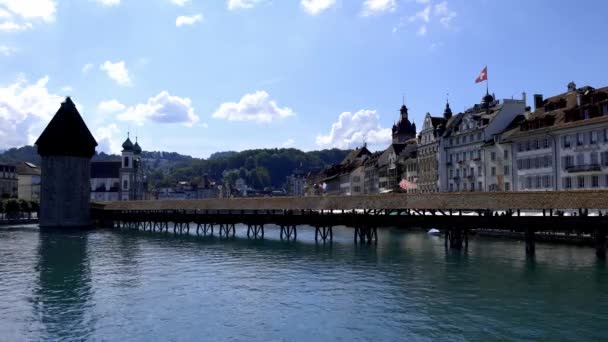 Das Stadtzentrum Von Luzern Der Schweiz Einem Sonnigen Tag Reiseaufnahmen — Stockvideo