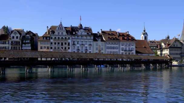 City Lucerne Switzerland Dan Lake Lucerne Rekaman Perjalanan — Stok Video