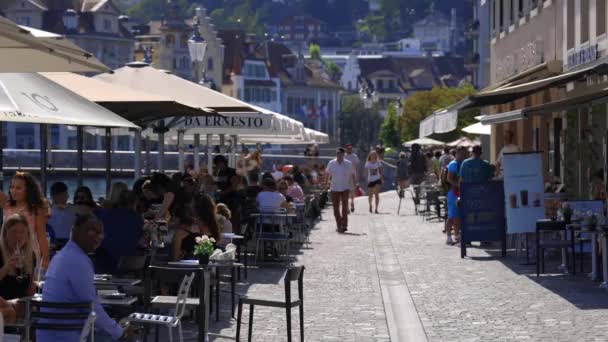 卢塞恩市 City Lucerne 是瑞士的一个受欢迎的城市 瑞士卢塞恩 2020年8月15日 — 图库视频影像