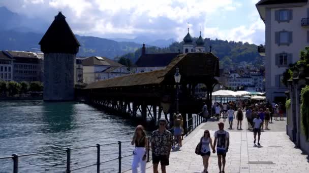 Luzerner Innenstadt Einem Sonnigen Tag Lucerne Schweiz August 2020 — Stockvideo