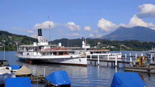 Barca Turistica Sul Lago Lucerna Svizzera Lucerne Svizzera Agosto 2020 — Video Stock
