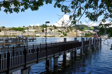 İsviçre 'de Lucerne Gölü' ndeki Inseli Quay bölgesi - seyahat fotoğrafçılığı