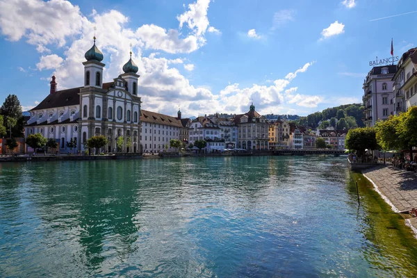 Centro Ciudad Lucerna Suiza Día Soleado Fotografía Viaje — Foto de Stock