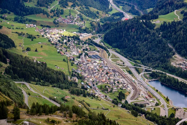 Ciudad Belloinzona Suiza Vista Desde Gotthard Pass Fotografía Viaje —  Fotos de Stock