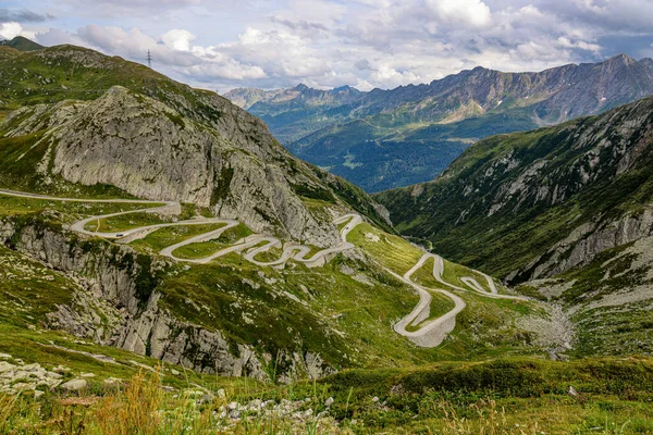 Gotthard Pass Street Svájcban Felülről Utazási Fotózás — Stock Fotó