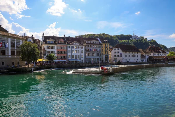 Rio Reuss Cidade Lucerna Cidade Lucerne Suíça Agosto 2020 — Fotografia de Stock
