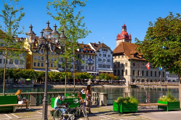 Historyczna Dzielnica Miasta Lucerna Szwajcarii Miasto Lucerne Switzerland Sierpień 2020 — Zdjęcie stockowe