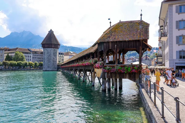 Stadtzentrum Von Luzern Der Schweiz Einem Sonnigen Tag Stadt Von — Stockfoto