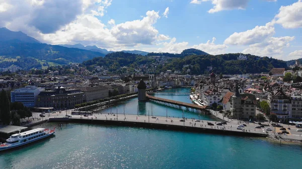 Aerial View City Lucerne Switzerland Lake Lucerne Travel Photography — Stock Photo, Image