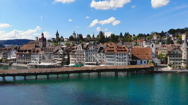 Όμορφη Πόλη Της Lucerne Στην Ελβετία Από Ψηλά Ταξιδιωτική Φωτογραφία — Φωτογραφία Αρχείου