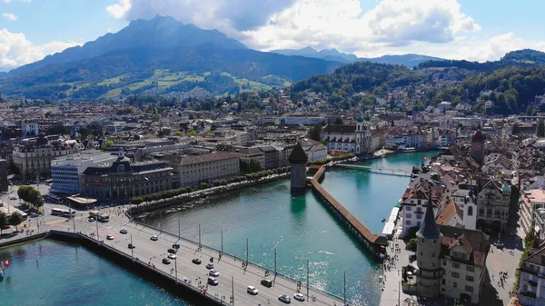 Piękne Miasto Lucerna Szwajcarii Zdjęcia Wakacji — Zdjęcie stockowe