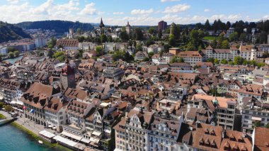 Lucerne İsviçre Şehir Merkezi - yukarıdan görünüm - seyahat fotoğrafçılığı