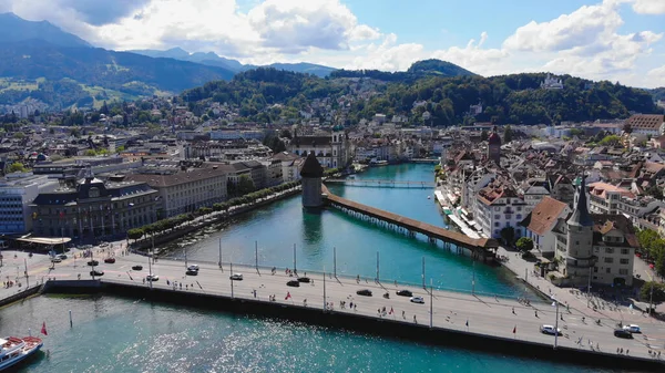 Aerial View City Lucerne Switzerland Lake Lucerne Travel Photography — Stock Photo, Image