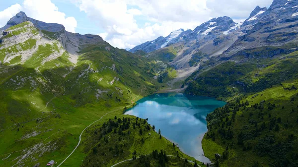 Пейзаж Сказке Швейцарские Альпы Удивительной Природой Вид Воздуха Фотографии Путешествий — стоковое фото