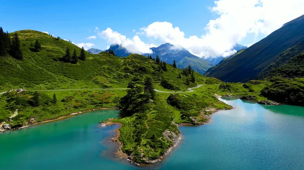 Beautiful Mountain Lake Swiss Alps Aerial View Mount Titlis Travel — Stock Photo, Image