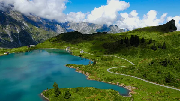 Maravilhoso Local Para Férias Nos Alpes Suíços Vista Aérea Viagens — Fotografia de Stock