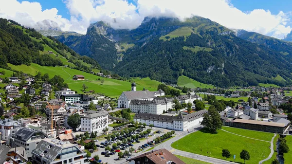 Staden Engelberg Schweiz Schweiziska Alperna Flygfoto — Stockfoto
