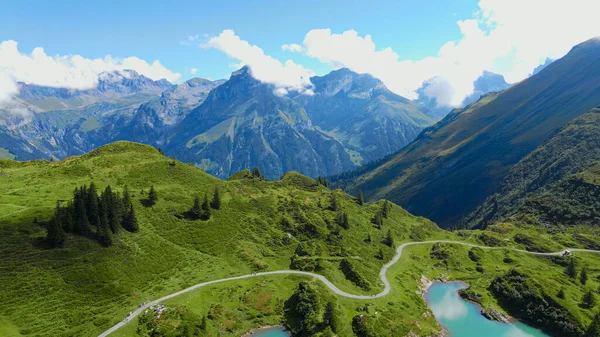 Csodálatos Hely Nyaralás Svájci Alpokban Légi Felvétel Utazási Fotózás — Stock Fotó
