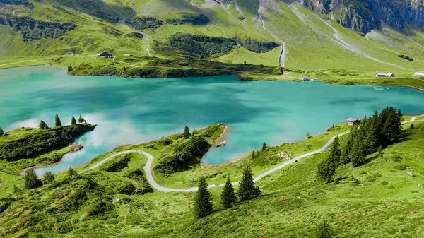 Maravilloso Lugar Para Vacaciones Los Alpes Suizos Vista Aérea Fotografía —  Fotos de Stock
