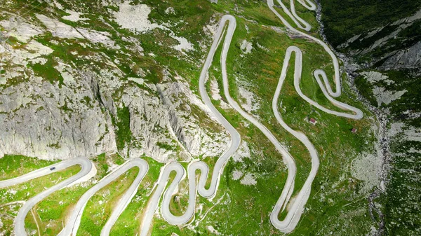 Gotthard Pass Street Svájcban Felülről Utazási Fotózás — Stock Fotó