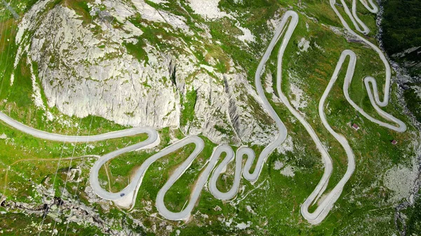Híres Gotthard Pass Svájcban Légi Felvétel Utazási Fotózás — Stock Fotó