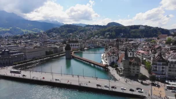 Veduta Aerea Sulla Città Lucerna Svizzera Sul Lago Lucerna Riprese — Video Stock