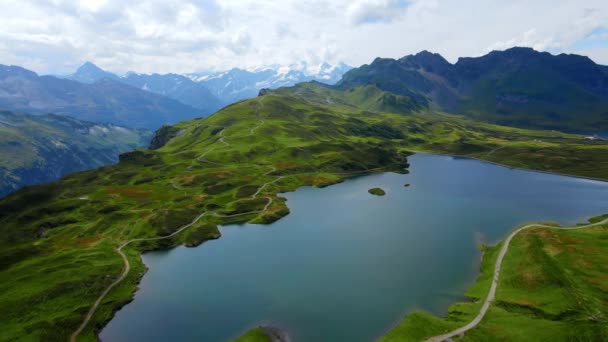 Vuelo Sobre Maravillosa Naturaleza Suiza Los Alpes Suizos Desde Arriba — Vídeo de stock