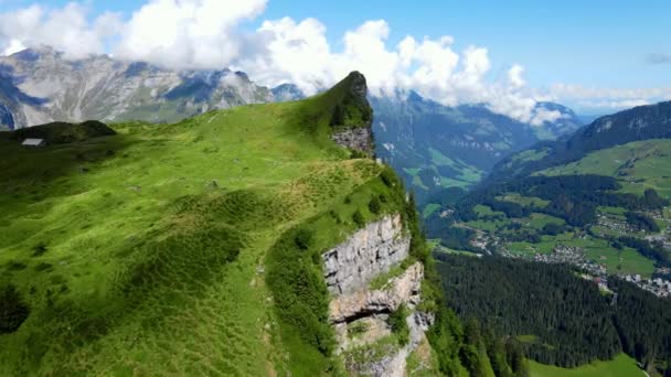 Amazing Switzerland Mountain Lake Truebsee Travel Footage — Stock Video