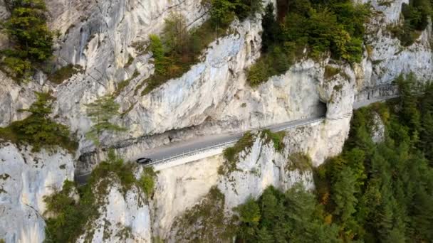 Rua panorâmica ao longo do Lago Thun, na Suíça — Vídeo de Stock