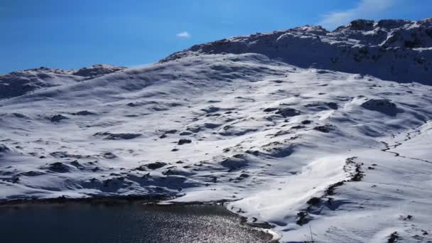 Gletser menakjubkan di Alpen Swiss pemandangan udara — Stok Video